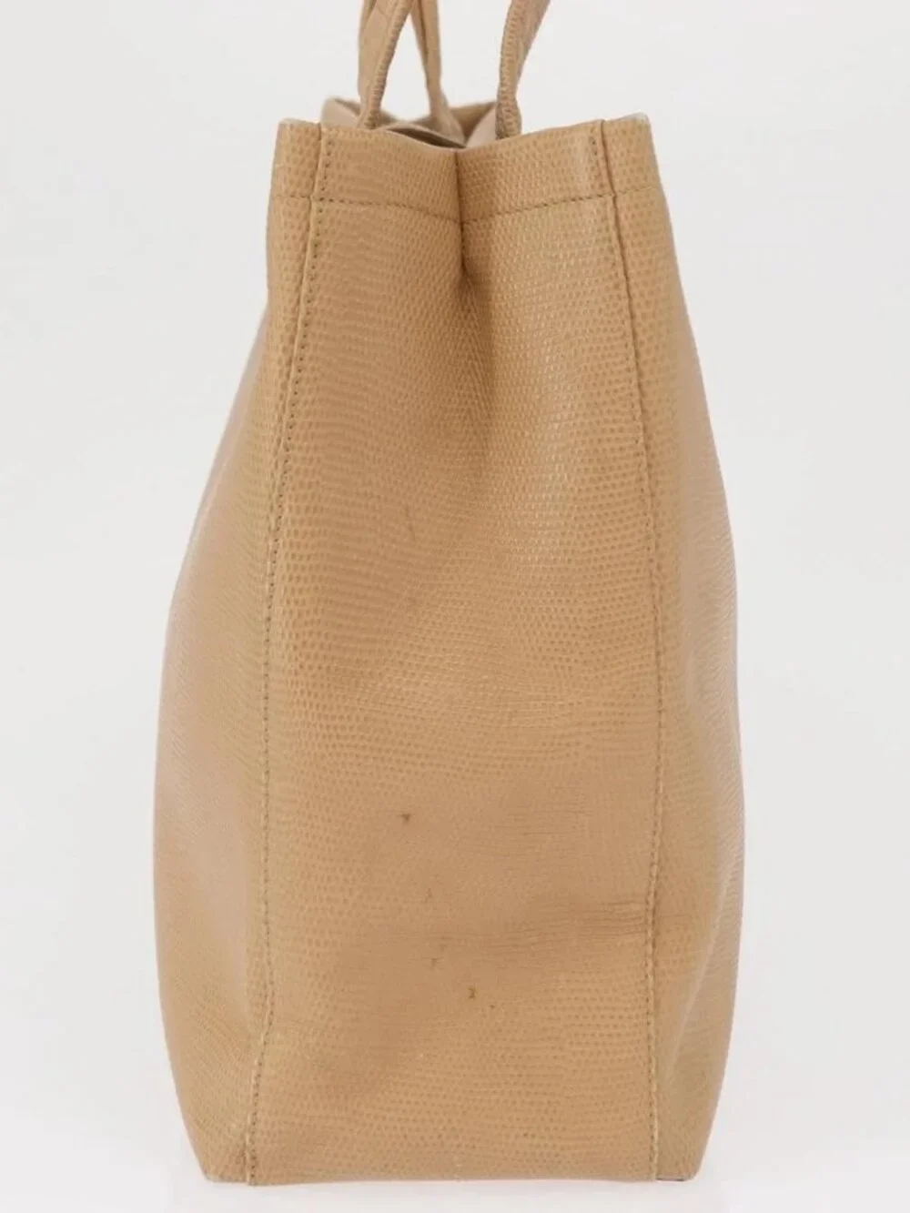 Salvatore Ferragamo Vala Tote Bag Leather Beige Gold Auth ka1447